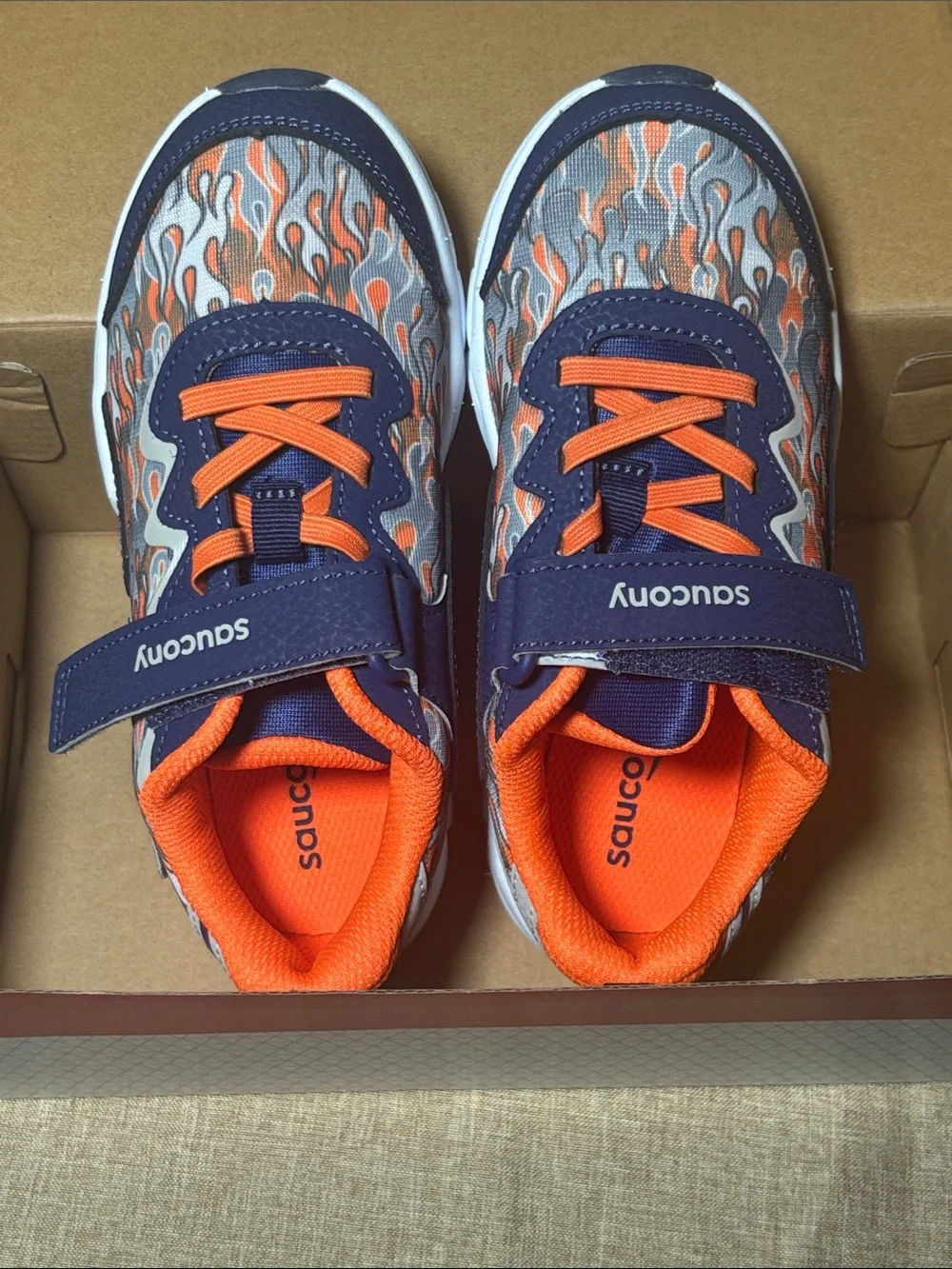 Saucony Kids Navy and Orange Flame Sneakers